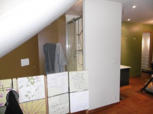 Conception et Création d'une paroi coulissante, du mobilier de Salle de Bain dans une suite parentale sur Senlis